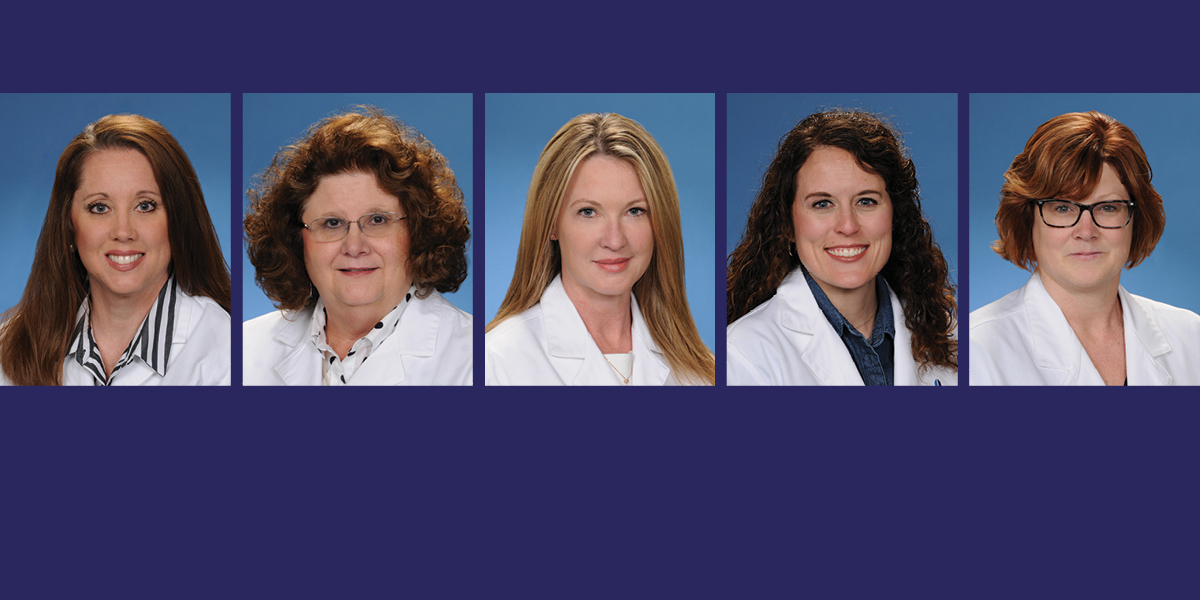 Photos of Amy O'Neal Bunch, Cindy Cash, Donna Hobson, Donna Kennedy-Littlefield and Lauren Setzer, who have been selected as five of the top 100 nurses in the state by the South Carolina Nurses Foundation