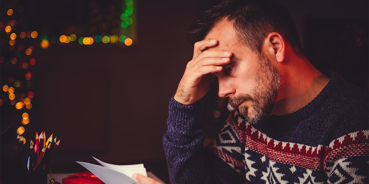Worried Men cheeking his mail late night