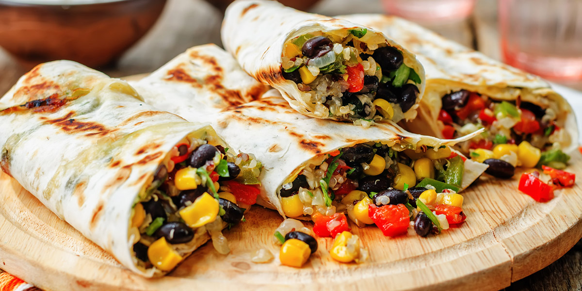 pepper corn black bean quinoa burritos