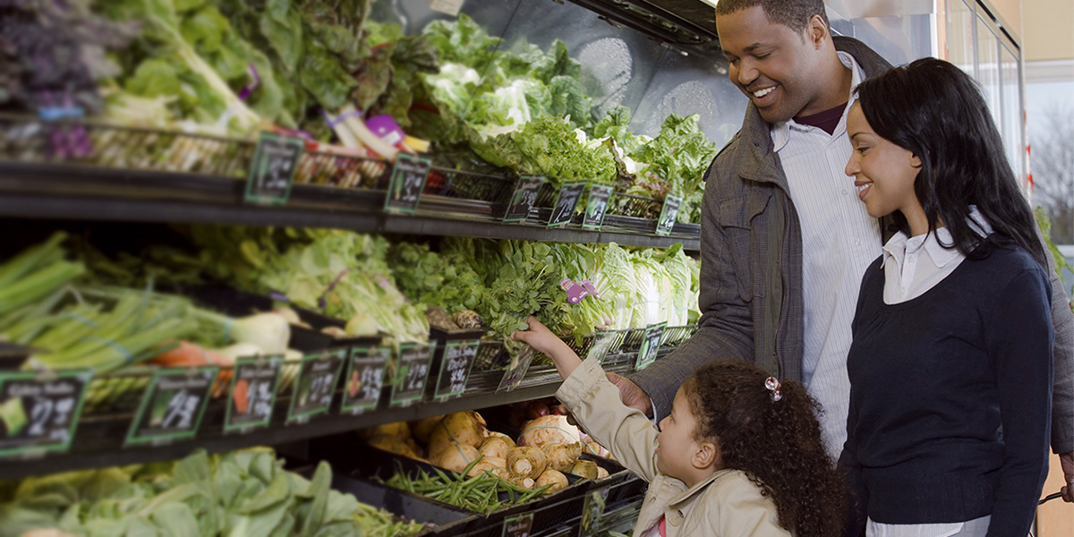 family shopping in a supermarket