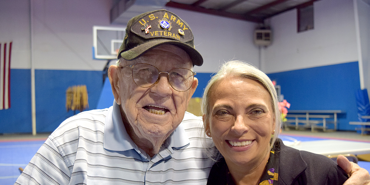 Director of Fifty Upstate, Yvonne Harper, poses with Jimmy Garner at Pacolet's T.W. Edwards Community Center
