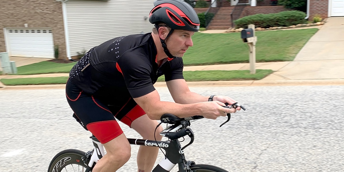 Chad Dingman, director of oncology support and the Center of Integrative Medicine at Gibbs Cancer Center & Research Institute, participates in an Ironman triathlon to raise money for Spartanburg Regional Foundation's Cancer Special Needs Fund