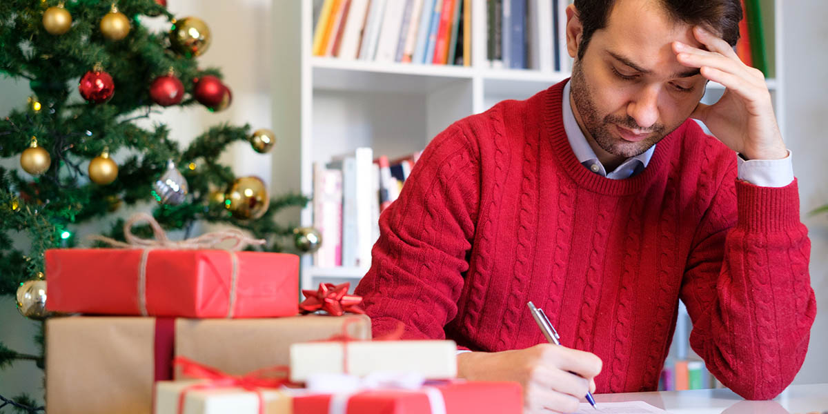 Man worried and in troubles for buying christmas present