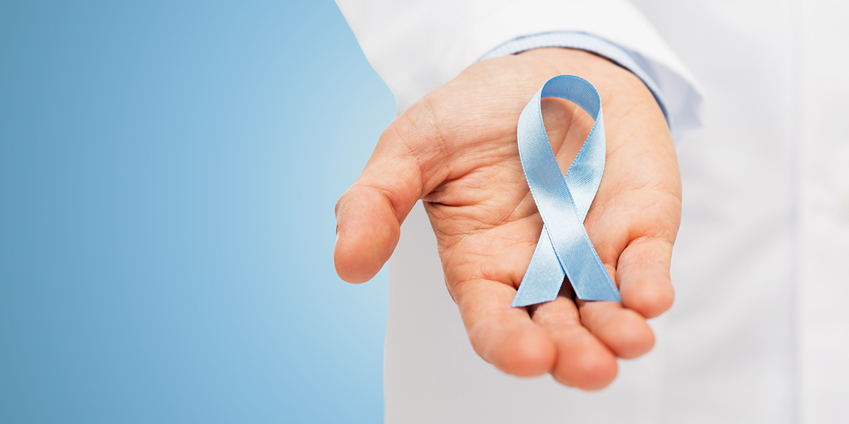 doctor hand with prostate cancer awareness ribbon