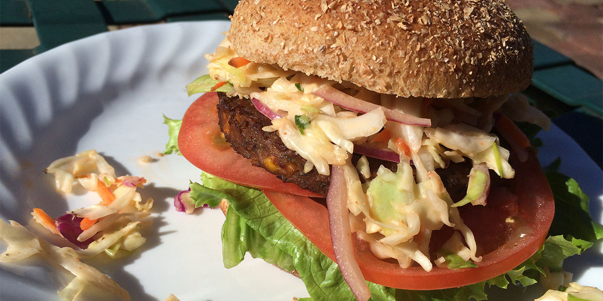 Spicy black bean dragon burger