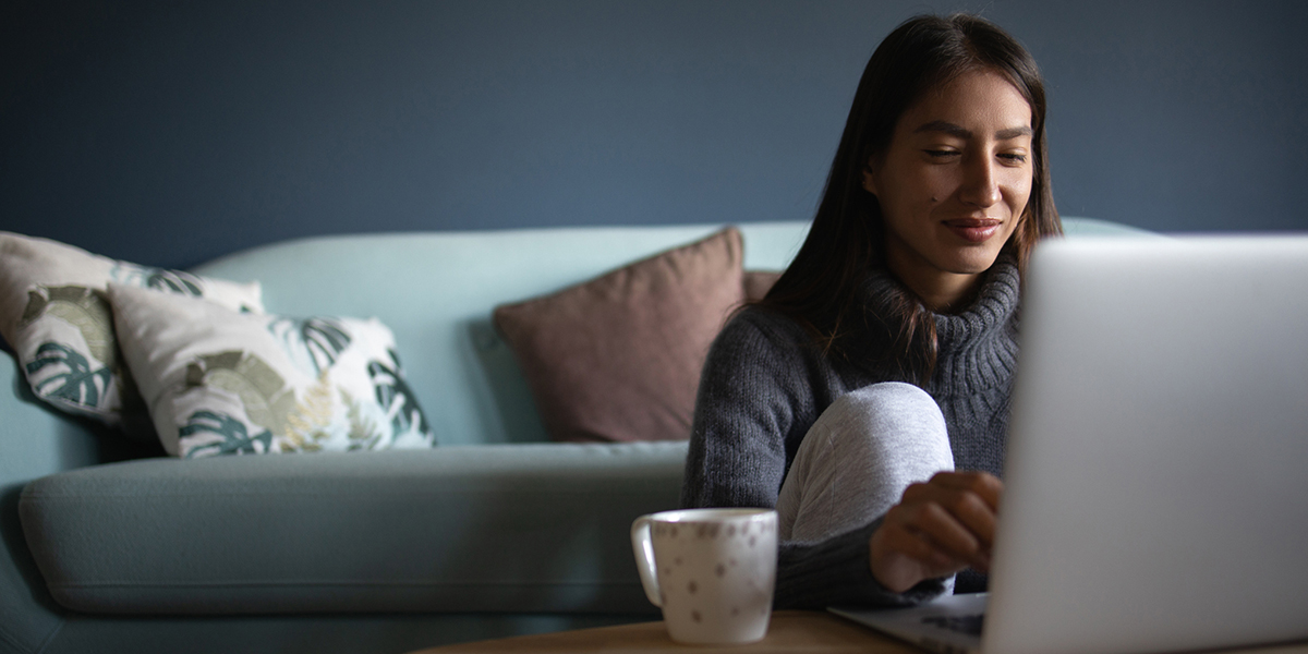 Young woman working from home