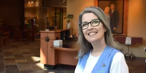 Betty Wells, a volunteer at Gibbs Cancer Center & Research Institute, also once received support from the Spartanburg Regional Foundation's Betty Ann Moore Colon Cancer Fund