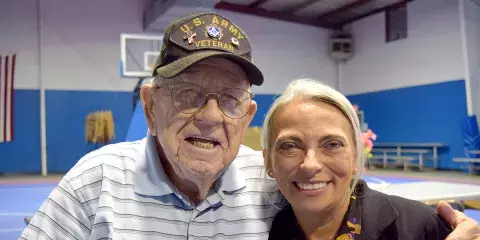 Director of Fifty Upstate, Yvonne Harper, poses with Jimmy Garner at Pacolet's T.W. Edwards Community Center