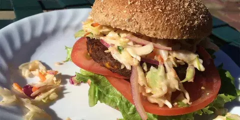 Spicy black bean dragon burger